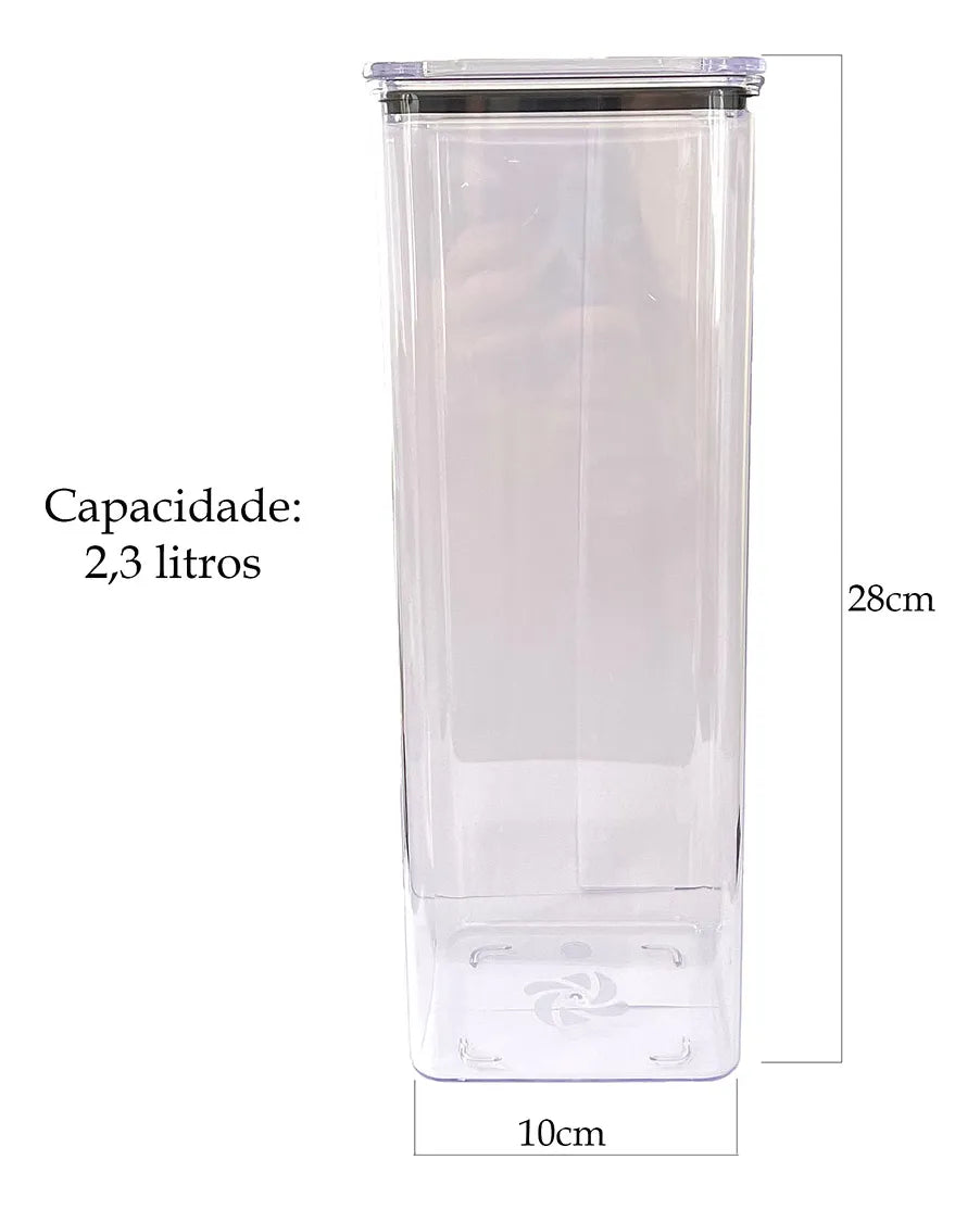 Kit 15 Potes Hermético Transparente Mantimentos Quadrado Cozinha Branco - Promoção