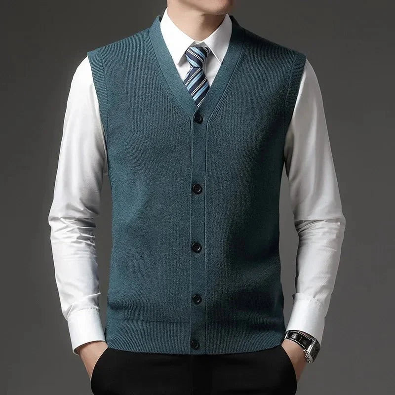 Colete de Malha de Lã Masculino - Elegância e Conforto