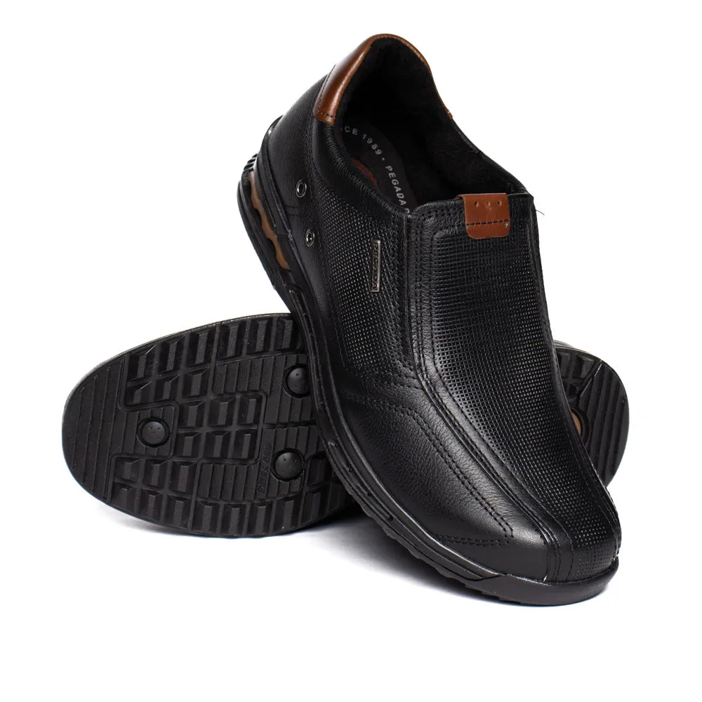 Sapatênis Ortopédico Masculino Pegada Couro Natural + Chinelo de Brinde - Promoção no Pix