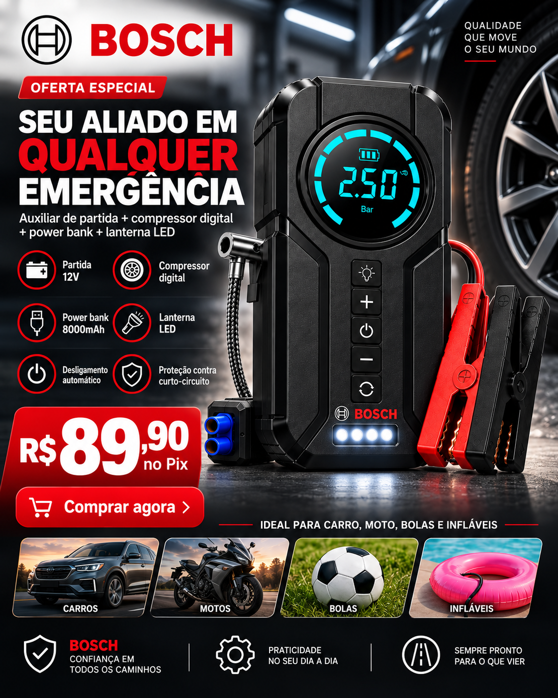 KIT SOCORRO AUTO 6 EM 1 - PROMOÇÃO NO PIX