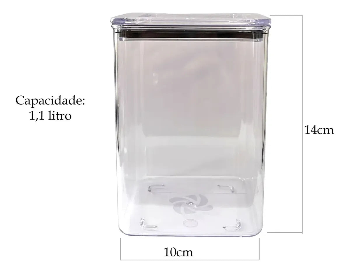 Kit 15 Potes Hermético Transparente Mantimentos Quadrado Cozinha Branco - Promoção