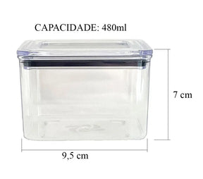 Kit 15 Potes Hermético Transparente Mantimentos Quadrado Cozinha Branco - Promoção