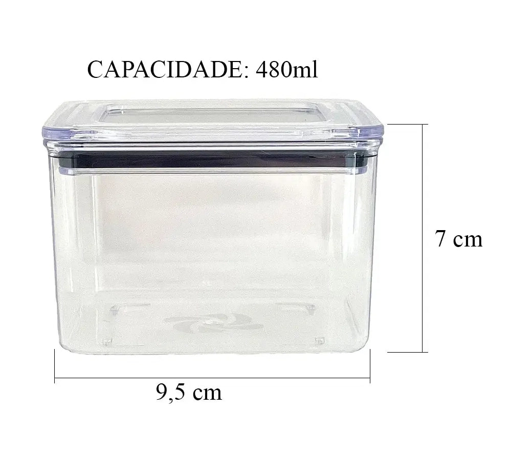 Kit 15 Potes Hermético Transparente Mantimentos Quadrado Cozinha Branco - Promoção