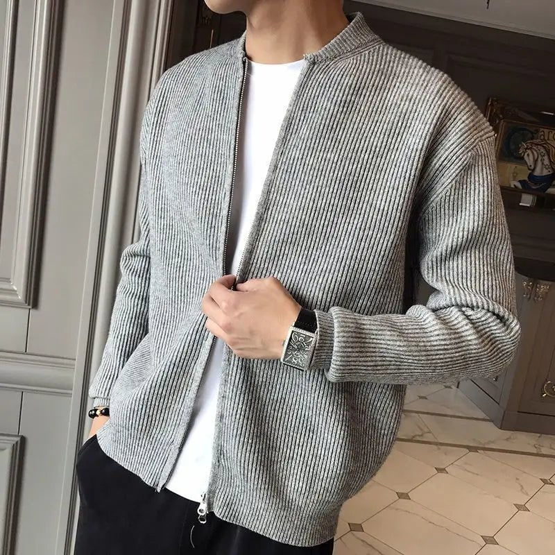 Cardigã Masculino Fechamento em Zíper - Estilo Casual