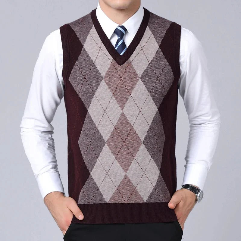 Colete Xadrez Masculino de Lã - Estilo e Conforto