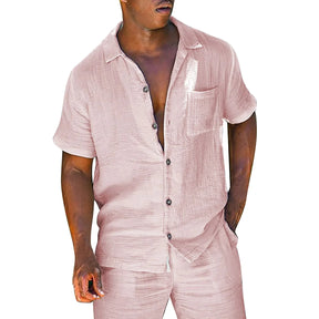 Conjunto de Linho Masculino - Camisa e Bermuda