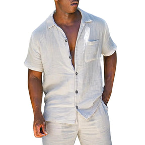 Conjunto de Linho Masculino - Camisa e Bermuda